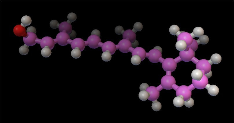 Modelo molecular del retinol (vitamina A) - Modelo a escala atómica