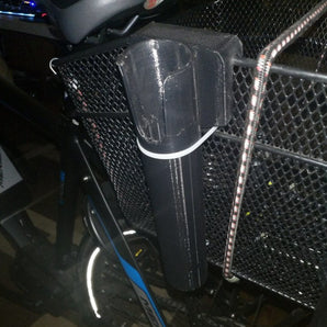 Cesta para bicicleta, soporte para caña de pescar para camping y excursiones en bicicleta.