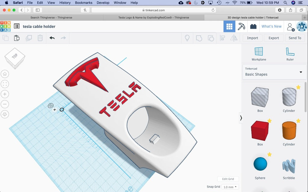 Cargador móvil Tesla y soporte para cables con logotipo y letras (versión de EE. UU.)