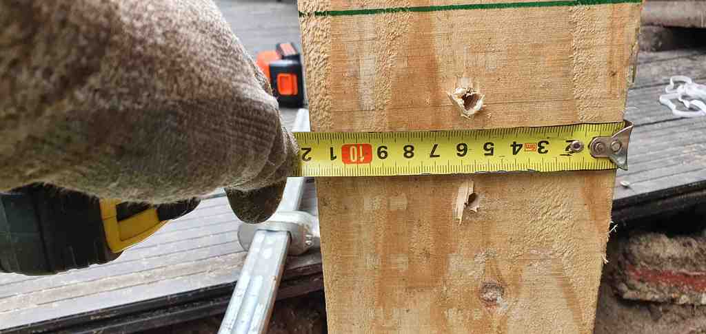 Guía de perforación para construcción de pérgola tipo hamaca de 12 mm sobre vigas Douglas