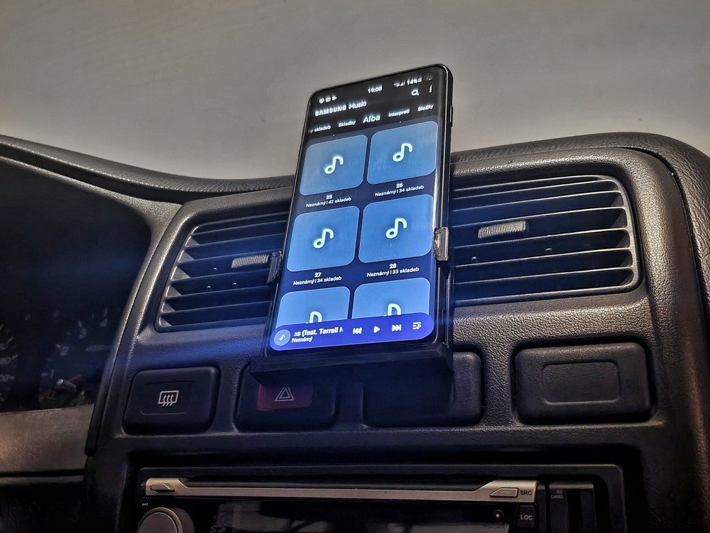 Soporte de teléfono montado en la ventilación para Nissan Almera N15 y Samsung Galaxy S10/S10e.