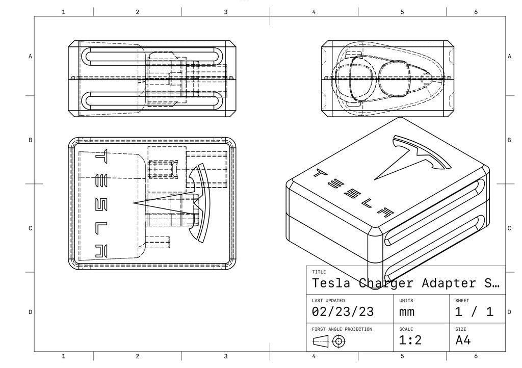 Caja de almacenamiento para adaptadores de cargador Tesla CCS Combo 1 y J-1772