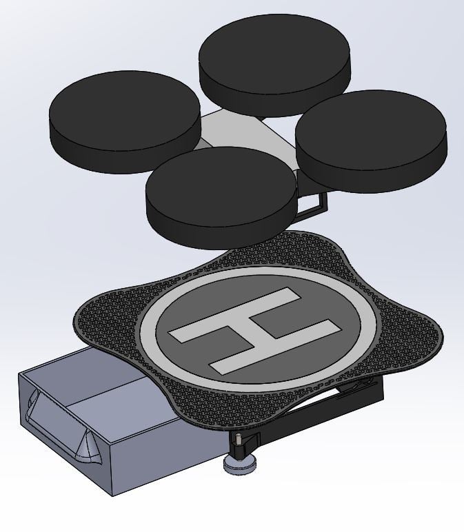 Helipuerto/pista/soporte para helicóptero y dron RC con almacenamiento de accesorios
