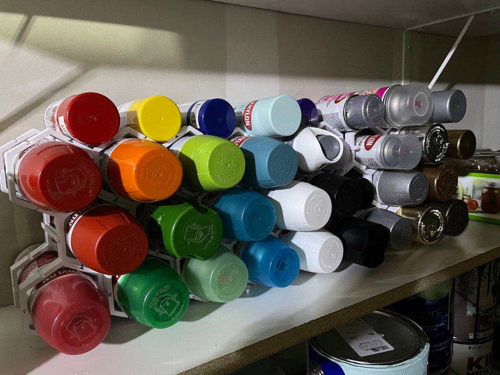 Organizador modular de latas de pintura en aerosol