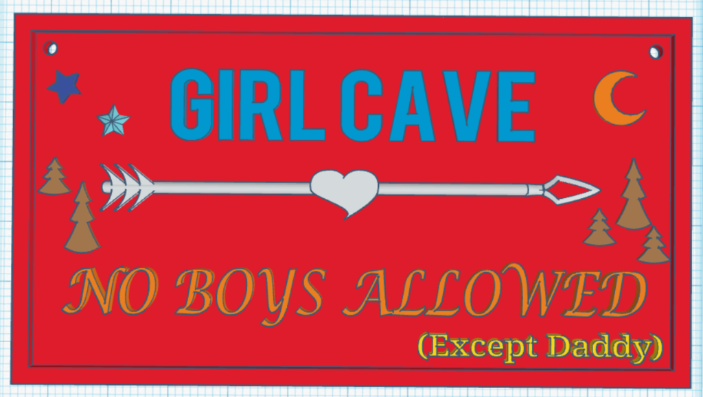 Letrero de habitación cueva para niñas